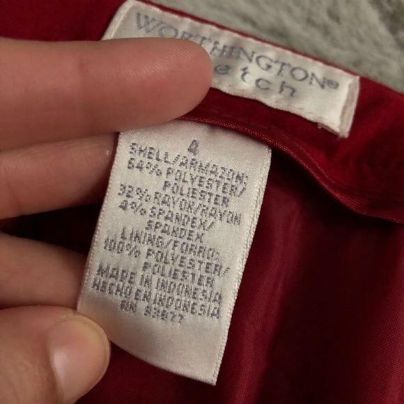 NWT! Worthington Skirt Red Pleated Pencil Career - Picture 8 of 12